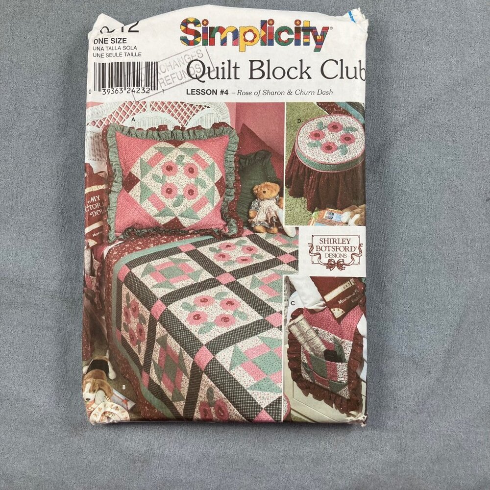 UNCUT Simplicity 9312 Sewing Pattern Rose Sharon Quilt Block Churn Dash Botsford